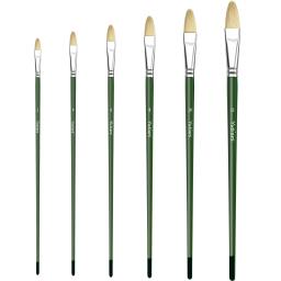 Yutiars 6 peças de conjunto de pincéis profissionais de cerdas de porco filbert, cabo longo de madeira, pincel de pintura acrílica de cerdas de porco naturais - Image 1