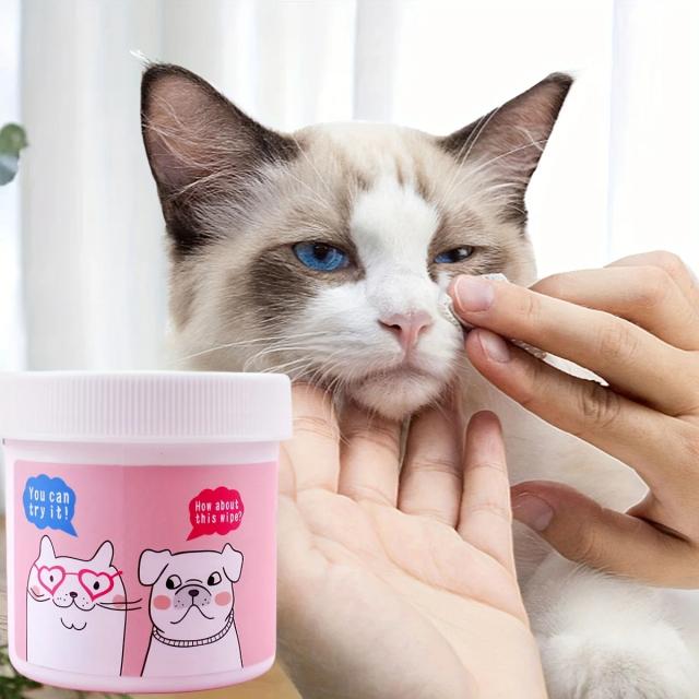 Toalhetes Umidificados Universais para Cães e Gatos - 120 Peças para Limpeza de Manchas Oculares em Tecido Não Tecido