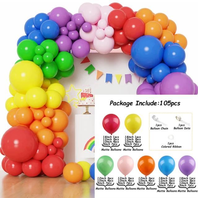 Kit de Arco-íris Fosco de Balões para Decoração de Festas: DIY para Aniversário e Casamento Infantil