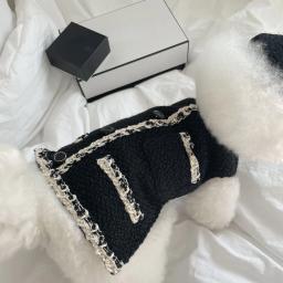 Ins novo preto e branco tecido sem mangas casaco cão casaco gato roupas para animais de estimação das senhoras roupas para cães de luxo designer roupas para cães - Image 4