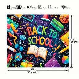 De volta à escola Decoração, decorada com banner para uma festa de boas-vindas, sala de aula remota, ensino online - Image 5