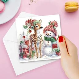 RUOPOTY-Pintura Diamante Cartões De Natal, Diamante Bordado DIY, Presente De Natal, Festa De Saudação Com Conjunto De Cartão Envelope, 12Pcs - Image 5