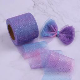 6cm 5 jardas arco-íris tule colorido iridescente malha fita diy bandana pom cozimento presente embrulho material festa evento decoração - Image 3