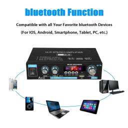 AK35 Amplificador HiFi Bluetooth Digital, Amplificador de Som, Suporte AMP, MP3 Channel 2.0, 110V-240V, Adequado para Casa, Carro, MAX 400W x 2 - Image 3