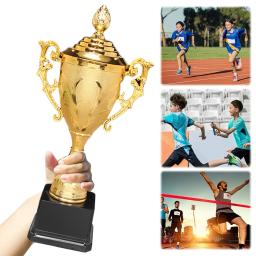 Troféu Plástico Dourado com Tampa Vencedores, Troféu para Vencedor, Crianças e Adultos, Basquete e Futebol, 8.5" - Image 4