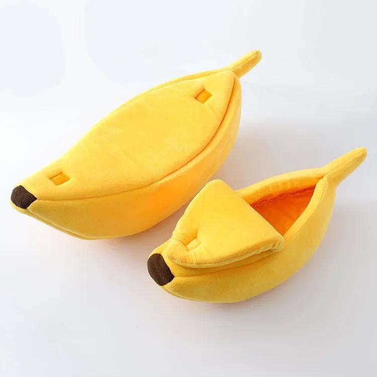 Banana aconchegante Cama aconchegante para gatos, ninho macio, casa confortável quente, engraçado e bonito - Image 1