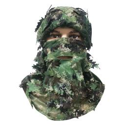 10 pçs camuflagem 3d folha máscara facial ghillie terno sniper caça capuz caparmy tático chapéu de camuflagem respirável elástico balaclava - Image 5