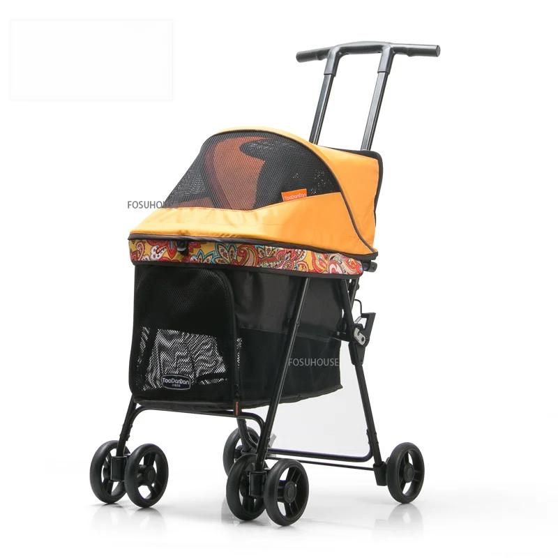 Moderno carrinho de estimação leve dobrável gatos cães suprimentos para animais de estimação caminhada o gato do cão 4 rodas carrinho de viagem ao ar livre portátil trole - Image 1
