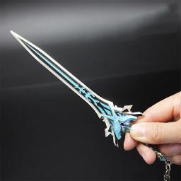 Genshin Impact Game Two-Handed Zinc Alloy Sword, Snow Buried Star, Silver Four Star, Sem Borda de Corte, Brinquedos Modelo de Arma, 21cm - Image 4