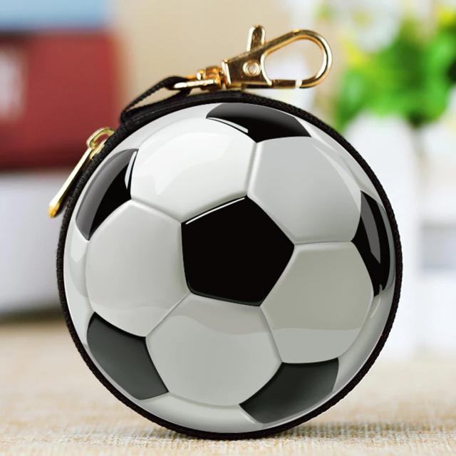 Bolsa com Zíper em Forma de Bola para Crianças - Carteira de Desenho Animado Compacta para Meninos e Meninas
