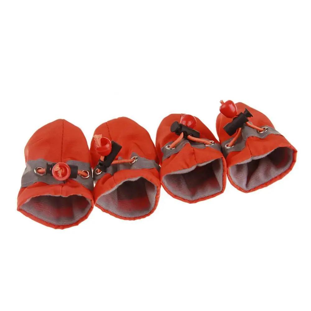 4 pçs conjunto cão gato inverno quente chuva botas de proteção pet esportes anti-deslizamento sapatos acessórios para cães produtos para animais de estimação bonito - Image 1