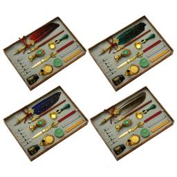Retro pena mergulho caneta carimbo conjunto, requintado caneta-tinteiro conjuntos, arte suprimentos, artesanato presentes para casa e escritório, artigos de papelaria - Image 1