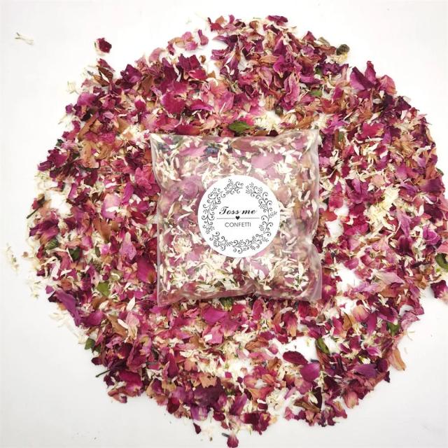 Confete de Pétalas Naturais para Casamentos - Flores Secas Biodegradáveis para Chuveiro Nupcial e Decoração DIY - 100g com 10 Peças