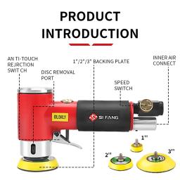SIFANG Random Orbit Air Sander, Mini máquina de moagem pneumática para polimento de carros, alta velocidade, Air Powered Lixador - Image 2