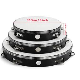 Dupla linha mão abalada pandeiro, branco Drum cabeça, Black Edge, madeira mão tambor, instrumento de percussão para KTV, festa, 4 ", 6", 8 ", 10" - Image 2