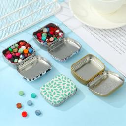 Mini caixa de lata de metal com tampa Recipiente retangular portátil Pequeno kit de armazenamento Casos de comprimidos de doces Organizador doméstico - Image 4