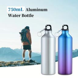 Garrafa De Água De Alumínio Com Mosquetão, 750ml, Portátil, Reutilizável, À Prova De Vazamento, Caminhadas, Viagens, Esportes Ao Ar Livre, Ginásio De Fitness - Image 1