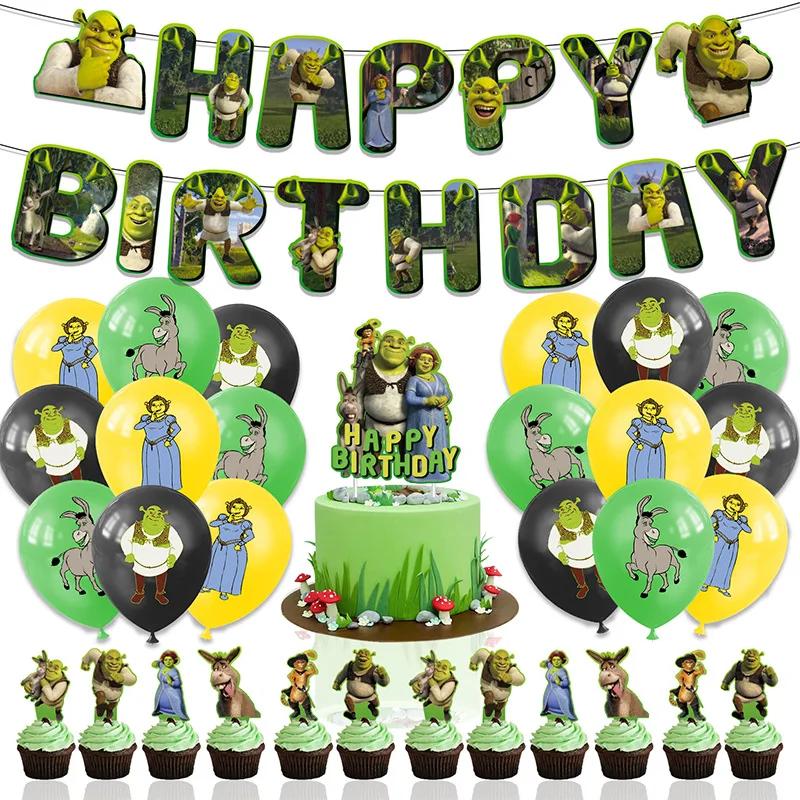 Filme Shreke Tema Decorações para Crianças, Festa de Aniversário Balão, Baby Shower, Banner Party, Cake Topper, DIY Brinquedos Suprimentos - Image 1