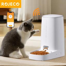 Rojoeco 4l alimentador automático para animais de estimação, dispensador inteligente de comida para gatos, controle remoto, botão wi-fi, alimentador automático para gatos, acessórios para cães - Image 1