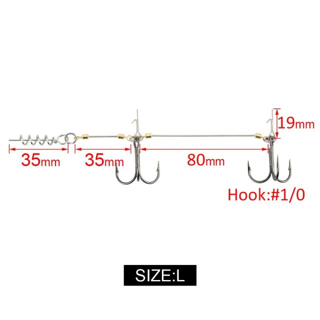 Spinpoler Shad Belly Hook Stinger Rig Duplo #6-#1/0 Parafuso Cortiça