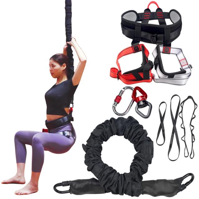 Conjunto Completo de Equipamentos para Bungee Fitness: Treinamento de Dança, Cabo de Yoga Aéreo, Sling de Pilates e Corda de Resistência.