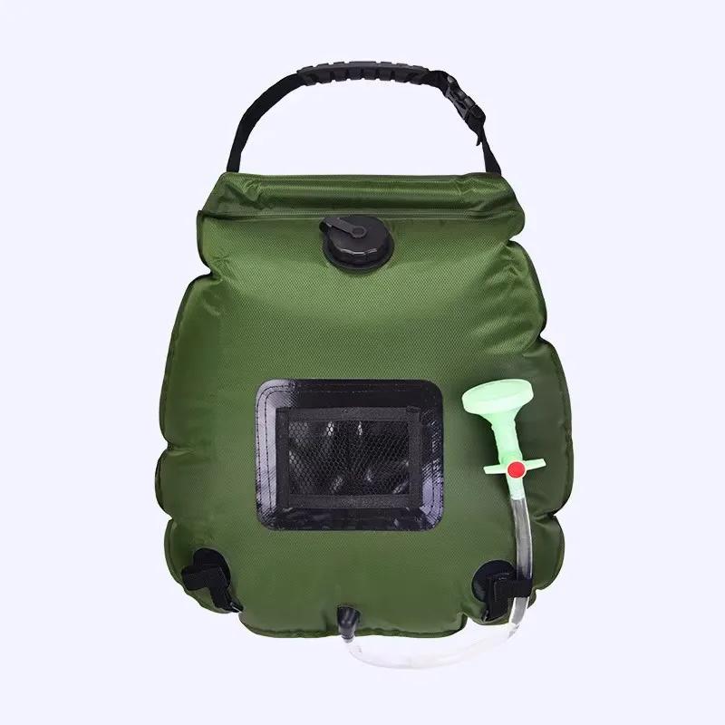 20l saco de banho ao ar livre solar caminhadas acampamento saco de chuveiro portátil aquecimento banho saco de armazenamento de água mangueira comutável cabeça de chuveiro - Image 1