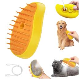 Escova de vapor 3 em 1 para cão e gato, pente elétrico para pêlos de animais, massagem e grooming suprimentos, depilação - Image 1