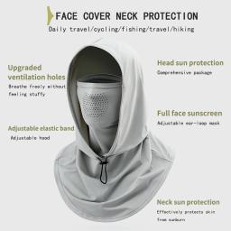 Esportes ao ar livre máscara de proteção solar chapéu tudo-em-um verão pesca chapéu de sol rosto cheio gelo seda respirável cachecol condução e ciclismo - Image 6