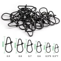 100 pçs/lote Matte preto Snap Barril De Pesca Giratória Segurança Snaps Ganchos Fishhook Pesca Tackle Box Acessório ferramenta iscas - Image 1