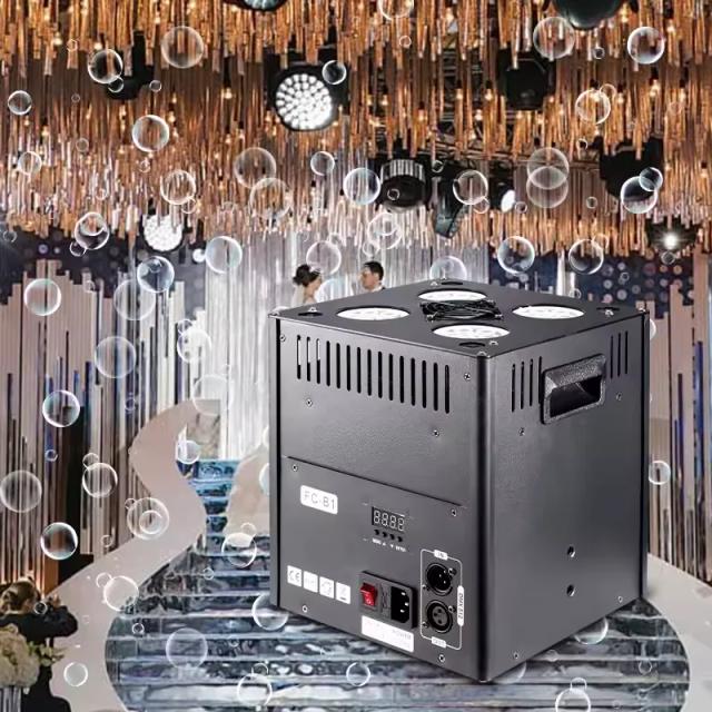 Máquina de Bolhas de Fumaça LED com Controle Remoto DMX e Spray de 2-3m para Casamentos, Festas e Shows de Dança