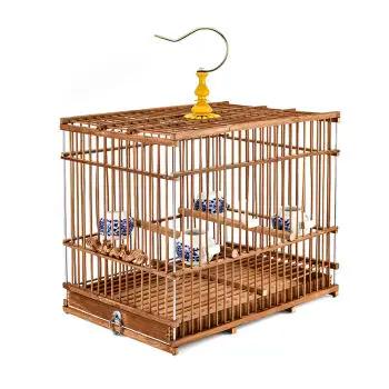 Gaiola quadrada de bambu ideal para pássaros com queixo índigo