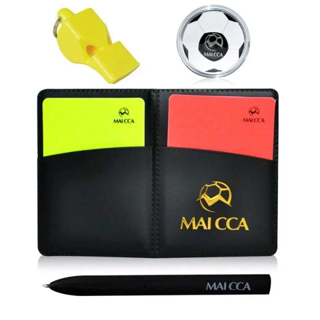 Kit Completo para Árbitros de Futebol: Apito, Canetas e Cartões Amarelo e Vermelho