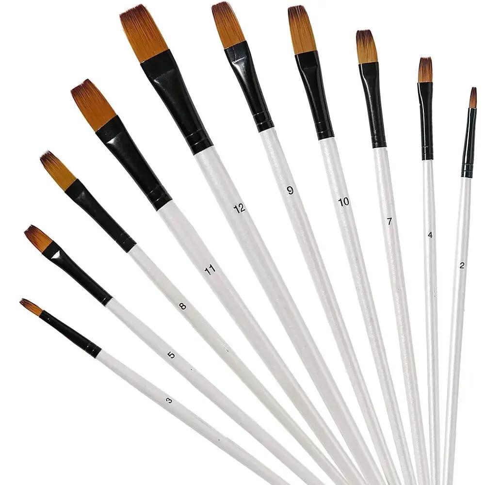 Conjunto de pincéis de pintura acrílica, 12 peças de pincéis profissionais de artista para pintura a óleo de aquarela acrílica, arte de unhas corporal facial, artesanato - Image 1