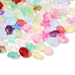 20 pçs forma mista contas de vidro cristal oceano série estrela do mar concha peixe charme pingente para fazer jóias diy colar acessórios - Image 3