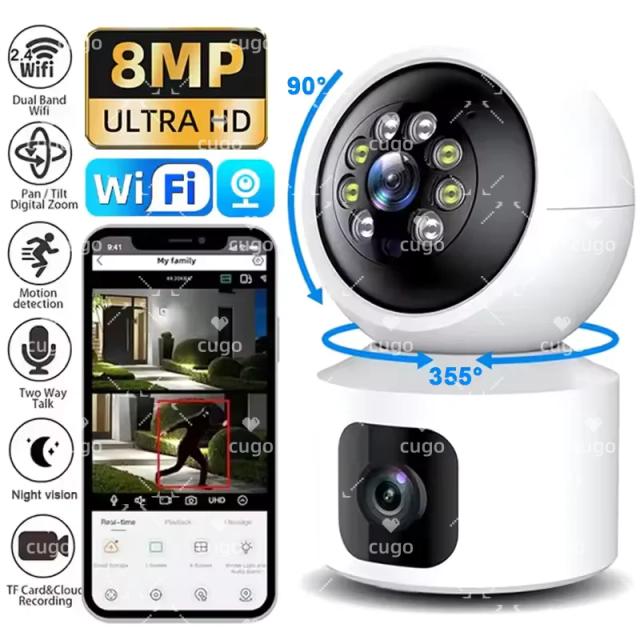Câmera IP 8MP WiFi PTZ com Lente Dupla e Áudio Bidirecional