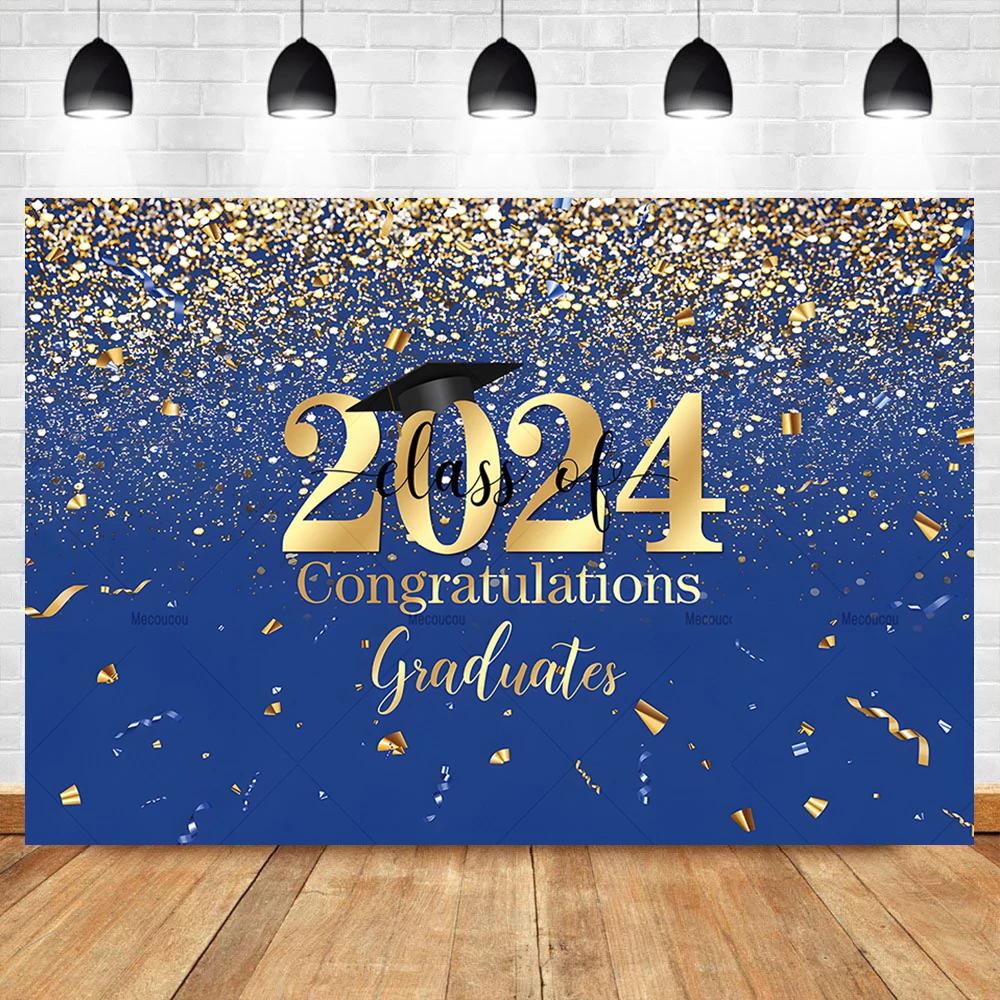 Feliz Graduação Festa Banner Backdrop, Parabéns Personalizado Classe Grad de 2024, Pós-Graduação Fotografia Cartaz, Decoração De Fundo - Image 1