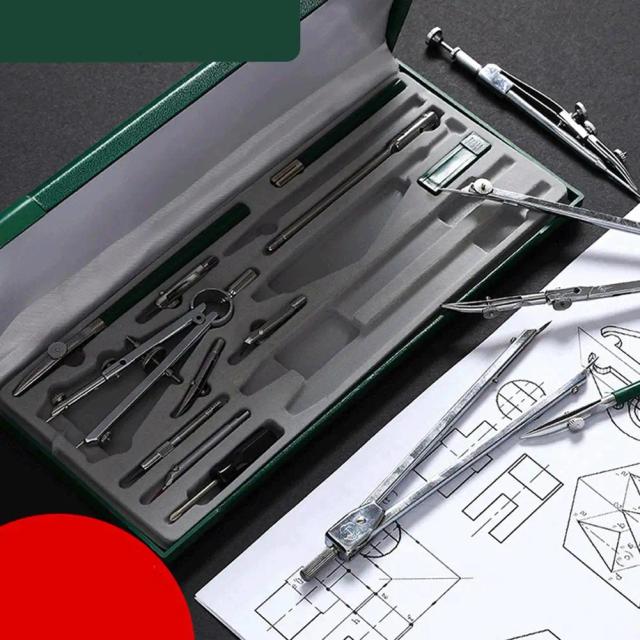 Conjunto de Lápis Profissionais e Bússola - Ferramentas Mecânicas de Desenho para Escritório, 15 Peças