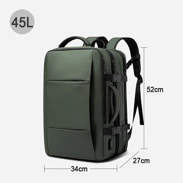Bange Mochila de Viagem Masculina Expansível com USB Grande Capacidade 17.3" Laptop à Prova d'Água