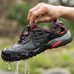 Sapatos de caminhada masculinos malha montanhismo respirável leve sapatos anti deslizamento botas ao ar livre - Image 1