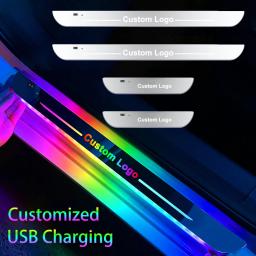 Luz personalizada do peitoril da porta do carro, Lâmpada do projetor do logotipo, USB Power, LED sem fio, RGB, placa bem-vinda do carro Scuff, luz do pedal - Image 3