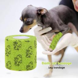 Auto adesivo bandagem para cães, tampa da perna, protetor, primeiros socorros, envoltório elástico, pet fornecimentos, verde, 5pcs - Image 5
