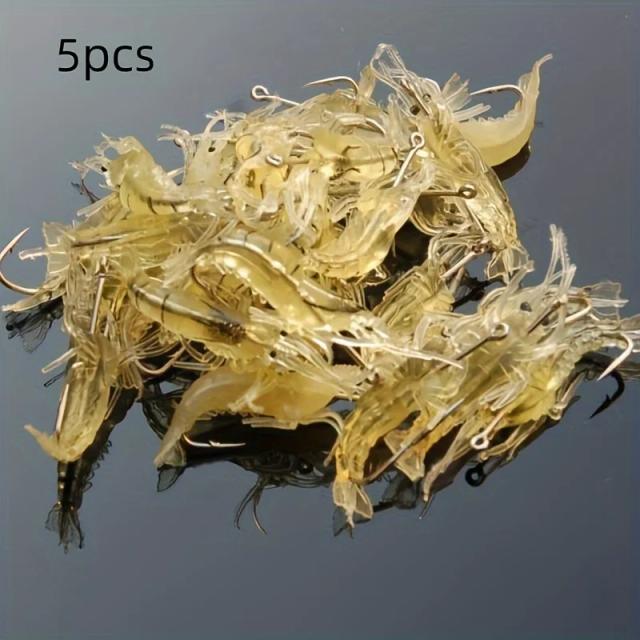 Goture Iscas de Camarão Macio Luminosa 5/10/20 Peças para Pesca em Água Doce e Salgada com Gancho Afiado