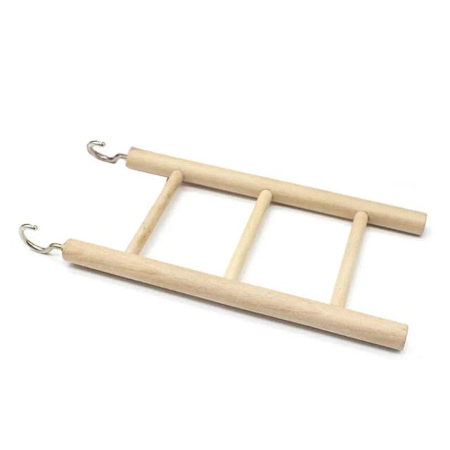 Escada de Madeira para Pássaros: Brinquedo Suspenso para Escalada e Diversão com Poleiro e Balanço para Gaiolas e Hamsters