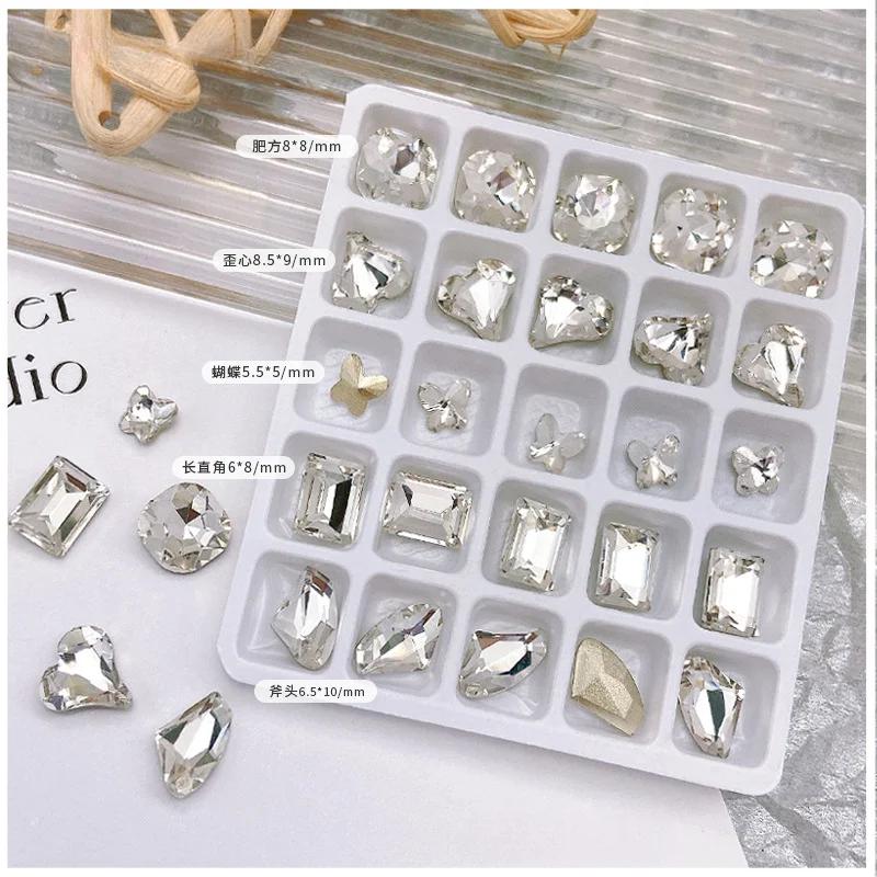 Conjunto de strass cristal para decoração de unhas, conjunto de 20 ou 25 peças, forma mista, strass de alta qualidade, diy, diy, 3d, vidro, manicure - Image 1