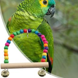 Brinquedo de balanço para pássaros, gaiola de papagaio, poleiro natural com contas de plástico, conjunto de brinquedos para pássaros, brinquedos de treinamento de mastigação, balanço, suprimentos para pássaros - Image 2