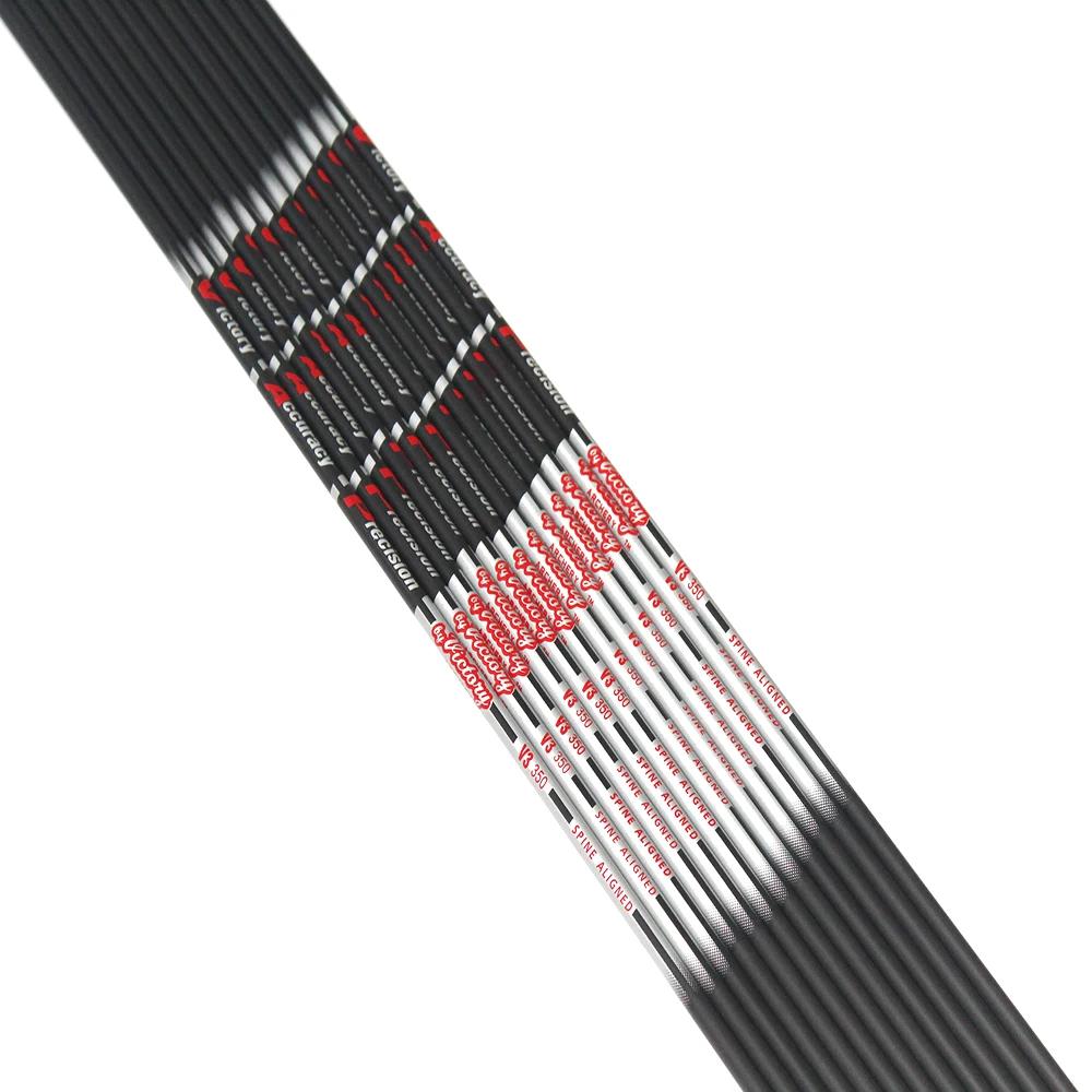 12 pçs tiro com arco de carbono puro eixos seta spine350 400 500 600 700 800 900 id4.2mm para diy arco recurvo caça tiro - Image 1