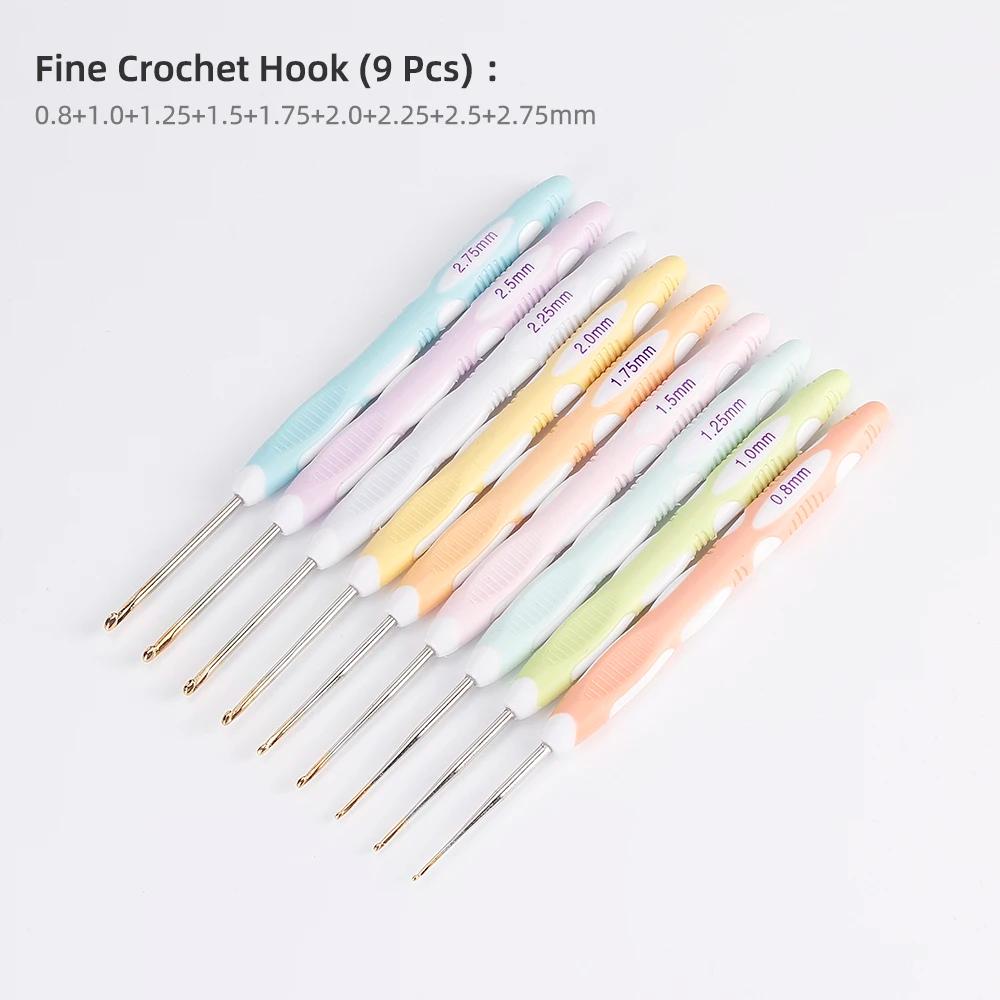 Alumínio Crochet Agulhas Set com aperto colorido, Agulhas de tricô, DIY Processo Ferramenta, Mão De Malha, 9Pcs - Image 1
