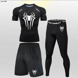 Terno de treino Compression Fitness para homens, roupas esportivas apertadas, Dry Fit Leggings Lycra, Training Sportswear Set, roupas de ginástica, roupa de corrida - Image 3