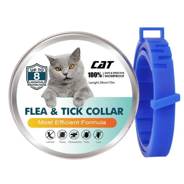 Colar Ajustável para Pets com Proteção Antipulgas e Carrapatos, Resistente e Confortável, 38cm