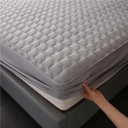 Capa protetora de colchão impermeável - Saia de cama acolchoada antibacteriana com bolso profundo, conforto de pelúcia para proteção noturna toda - Image 2